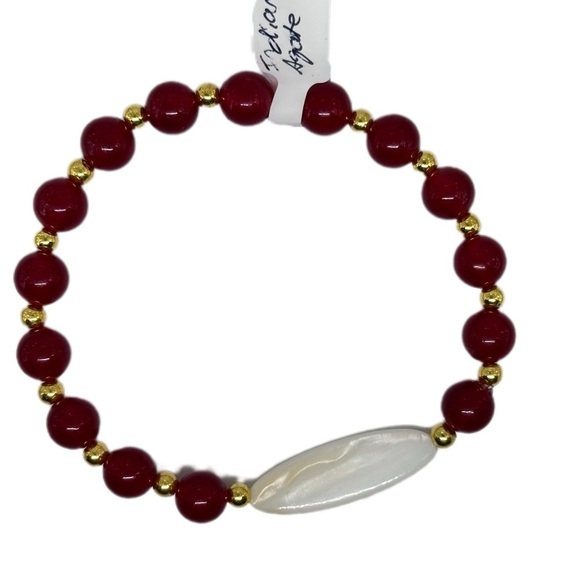 Mother of pearl and Agate bracelet handmade - Picture 1 of 6